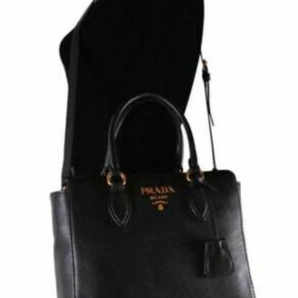 Prada Vitello Phenix Black Leather Tote - Picture 3 of 9